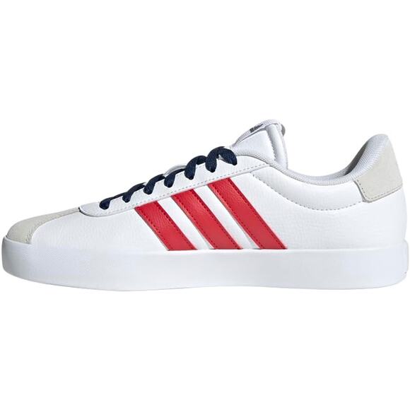 NWT adidas Men's Vl Court 3.0 Sneaker, White/Better Scarlet/Team Navy Blue, 11 - Picture 3 of 5